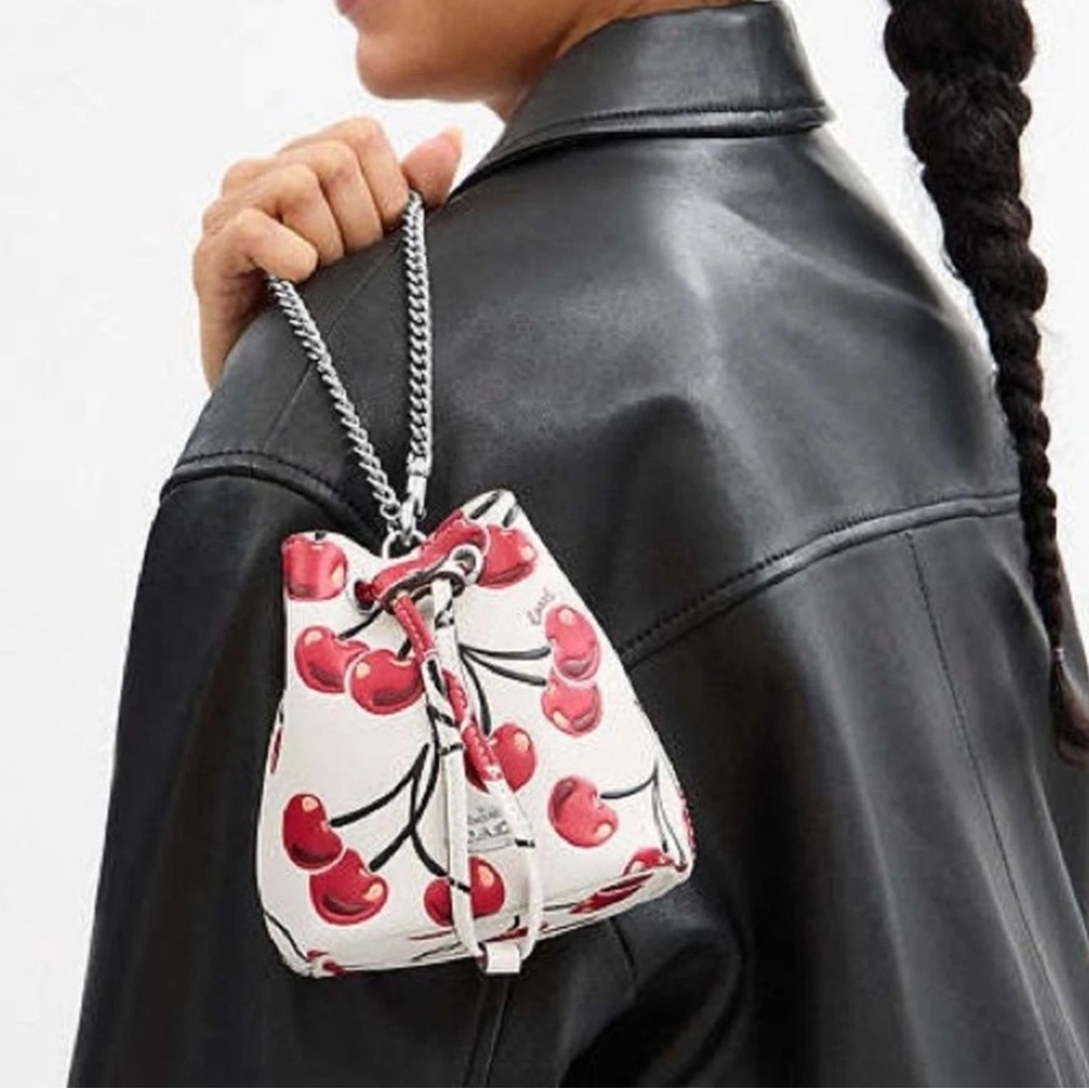 NWT Coach Drawstring Wristlet With Cherry Print - Picture 8 of 9